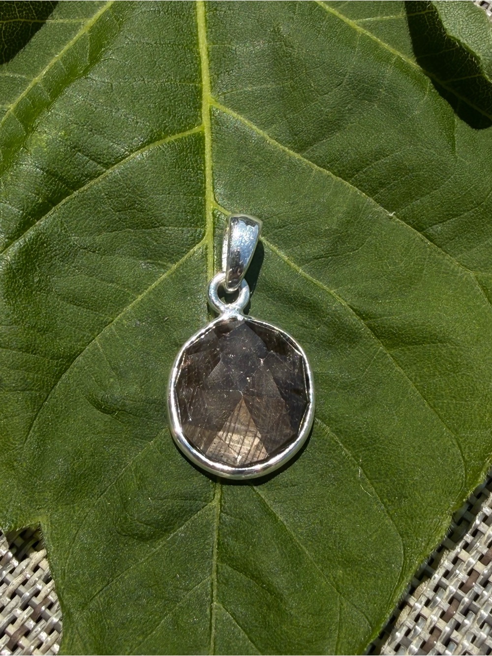 Zawadi Sapphire Golden Brown Multi Faceted Mini Pendant  Solid Sterling Silver